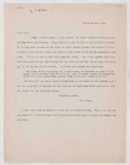 Letter to Thomas McCrae, February 2, 1912