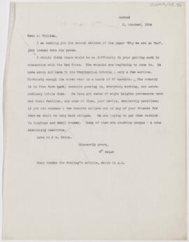 Letter to James William White, October 2, 1914