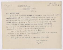 Letter to Friedel Pick, July 17, 1919