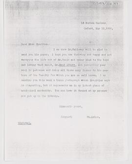 Letter to Margaret E. Charlton, May 13, 1908