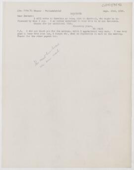 Letter to John H. Musser, September 23, 1898