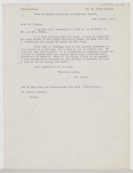 Letter to Henry Phipps, March 18, 1912
