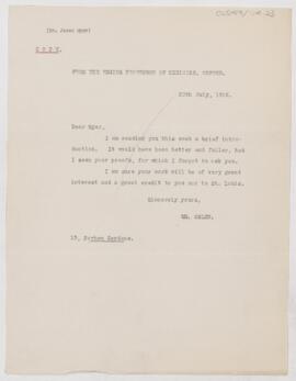 Letter to Jesse Myer, July 30, 1912