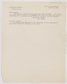 Letter to Charles Joseph Singer, May 1, 1911