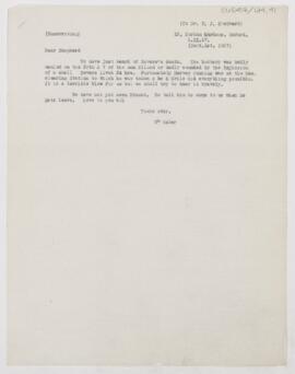 Letter to Francis John Shepherd, September 1, 1917