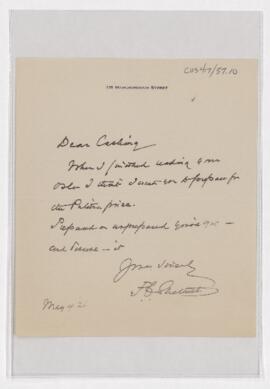 Letter to Harvey Cushing, May 4, 1926