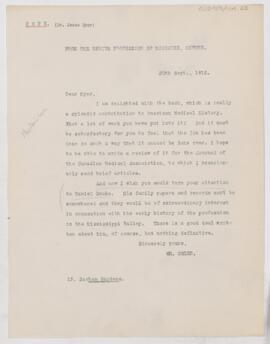 Letter to Jesse Myer, September 30, 1912