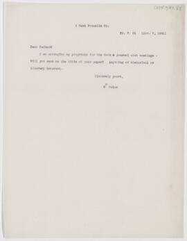 Letter to Francis R. Packard, November 7, 1901