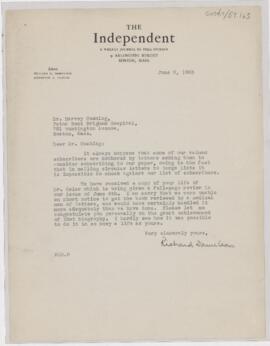 Letter to Harvey Cushing, June 2, 1925