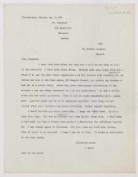 Letter to Francis John Shepherd, April 9, 1909