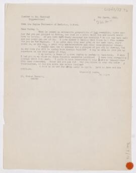 Letter to Harvey Cushing, March 7, 1912