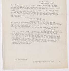 Letter, April 9, 1914