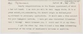 Letter to Karl Friedrich Wenckebach, May 28, 1914