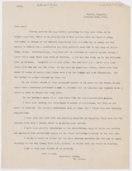 Letter to Thomas McCrae, January 22, 1915