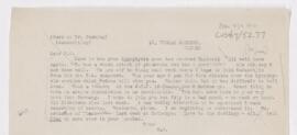 Letter to Harvey Cushing, March 27, 1912