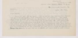 Letter to William Osler, April 27, 1911