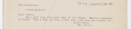 Letter to John George Adami, (ca May 1919)