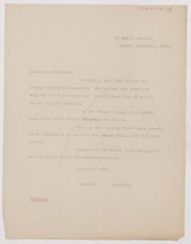 Letter to Margaret E. Charlton, November 18, 1909