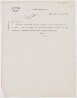 Letter to Francis R. Packard, December 5, 1901