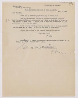 Letter to Leonard L. Mackall, February 8, 1910