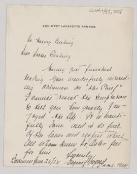 Letter to Harvey Cushing, June 25, 1925