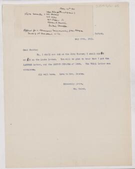 Letter to Henry Barton Jacobs, May 27, 1911