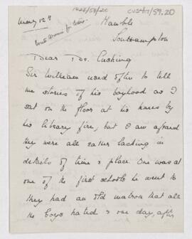 Letter to Harvey Cushing, May 12, ?
