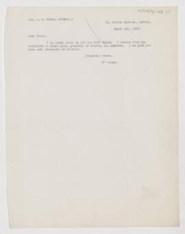 Letter to John Alexander Nixon, March 4, 1907