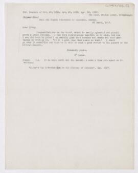 Letter to Walter Libby, March 26, 1917