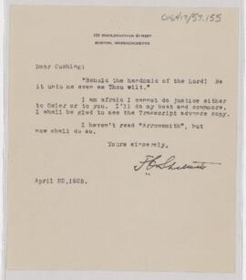 Letter to Harvey Cushing, April 22, 1925