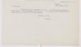 Letter to John Alexander Nixon, April 22, 1911