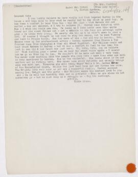 Letter to Katharine Stone Crowell Cushing, March 6, 1918