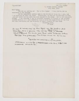 Letter to Henry V. Ogden, July 28, 1905