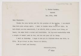 Letter to Francis John Shepherd, December 13, 1905