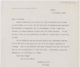 Letter to James William White, November 6, 1914