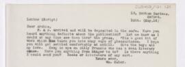 Letter to Thomas Archibald Malloch, May 12, 1916