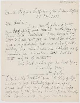 Letter to Herman Theodore Radin, December 31, 1913