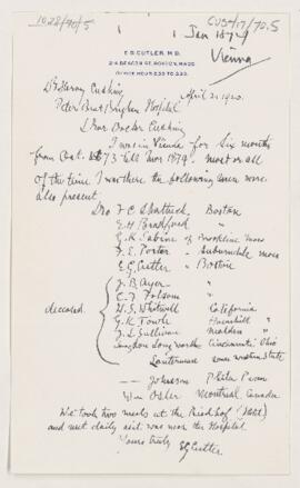 Letter to Harvey Cushing, April 21, 1920