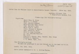 Letter to John Collins Warren, October 16, 1918