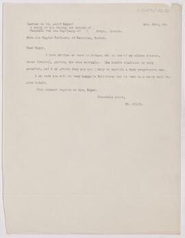 Letter to Adolf Meyer, November 22, 1910