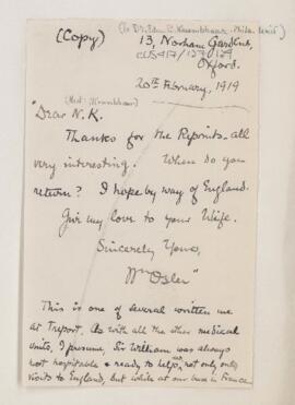 Letter to Edward B. Krumbhaar, February 20, 1919