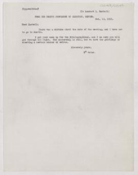 Letter to Leonard L. Mackall, October 12, 1910