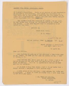 Letter to William Osler