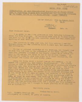Letter to William Osler