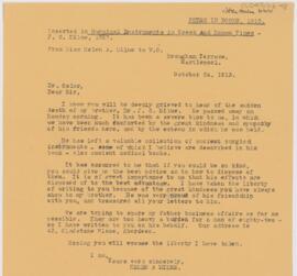 Letter to William Osler, October 24, 1913