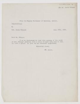 Letter to Henry Phipps, July 17, 1908