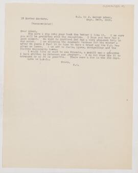 Letter to John George Adami, September 24, 1908