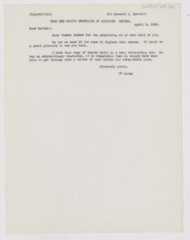 Letter to Leonard L. Mackall, April 5, 1910