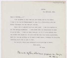 Letter to James William White, February 20, 1915