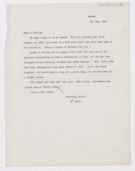 Letter to James William White, May 31, 1915